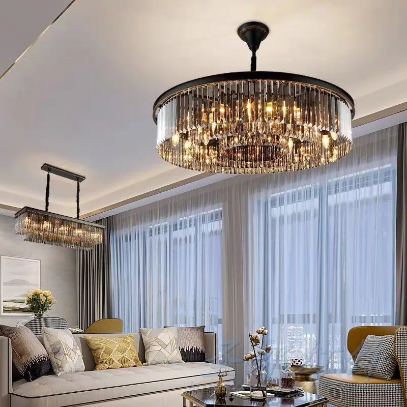 Afralia™ Crystal Ceiling Chandelier: Modern Vintage Hanging Light for Living Dining Room
