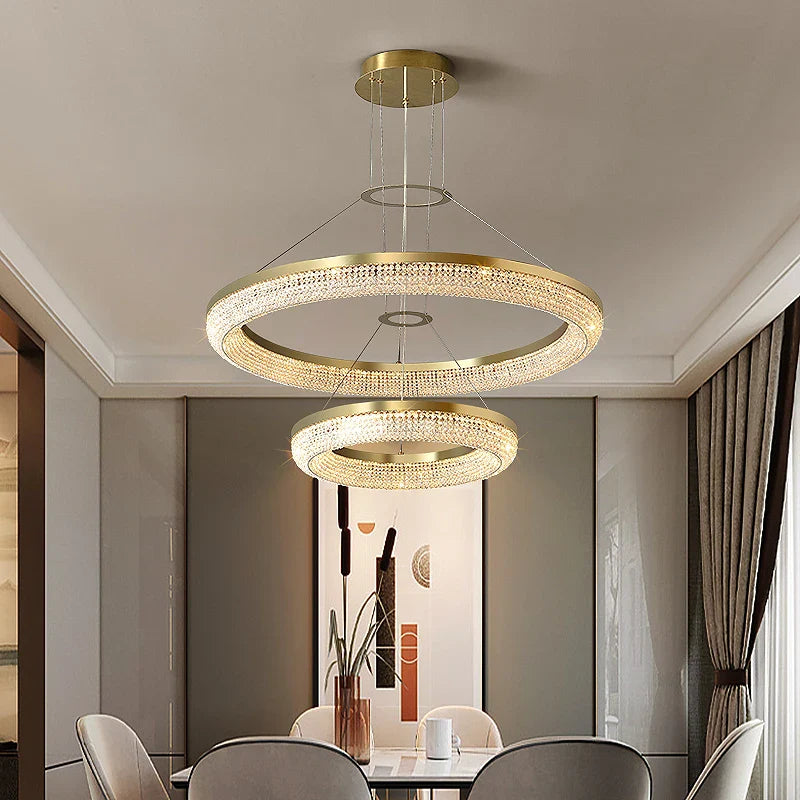 Afralia™ Nordic Crystal LED Ceiling Chandelier for Dining Room Kitchen Living Room