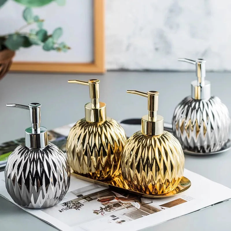 Afralia™ Ceramic Liquid Soap Dispenser Set 400 ML