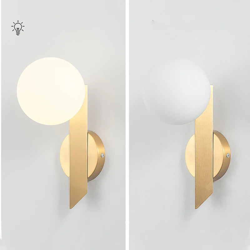 Afralia™ Scandinavian Brass Wall Sconce Glass Shade for Modern Living Room Lighting