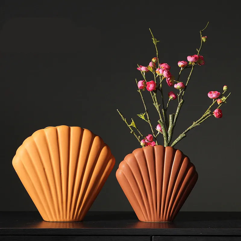 Afralia™ Nordic Art Shell Vase - Modern Ceramic Home Decor Accessories