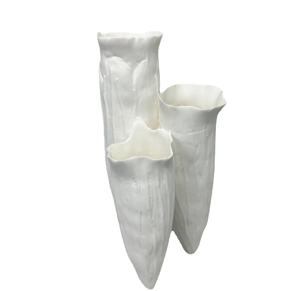 Afralia™ Abstract Coral Reef Ceramic Vase Triangle Shape Handicraft Home Decor Vase