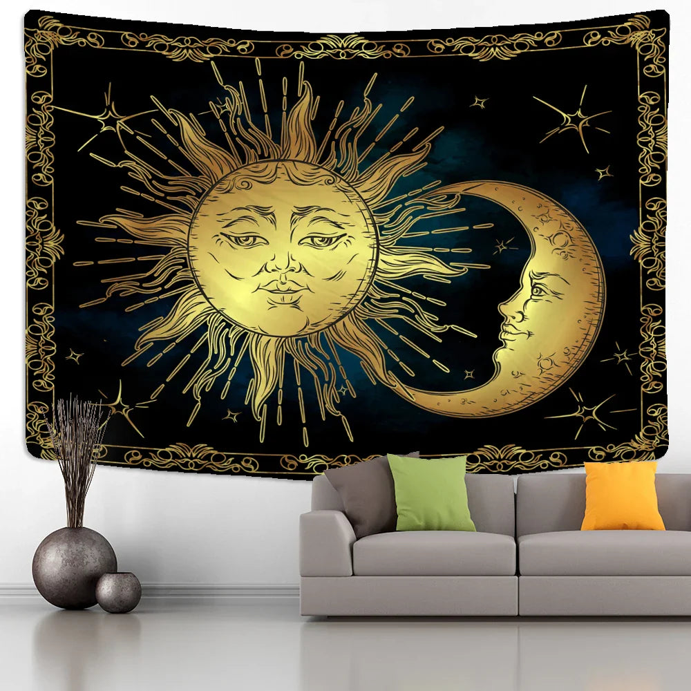 Afralia™ Sun Moon Tarot Tapestry: Mystical Abstract Art for Home Decor
