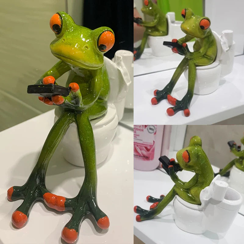 Afralia™ Resin Leggy Frog Miniature Figurines Animal Statue Modern Home Decor Souvenirs