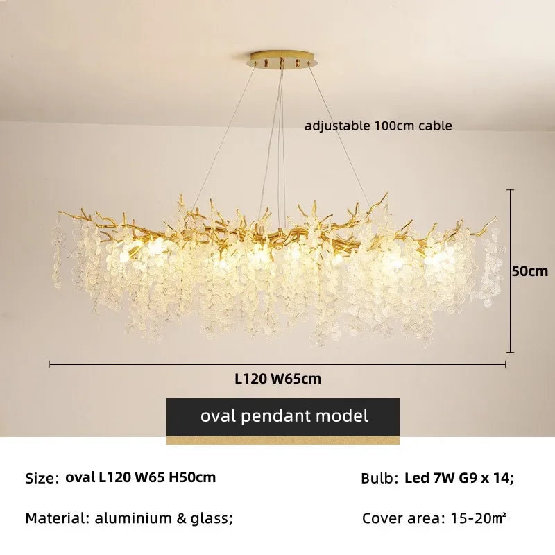 Afralia™ Modern Luxury Gold Branch Pendant Light - Aluminum LED Luminarias
