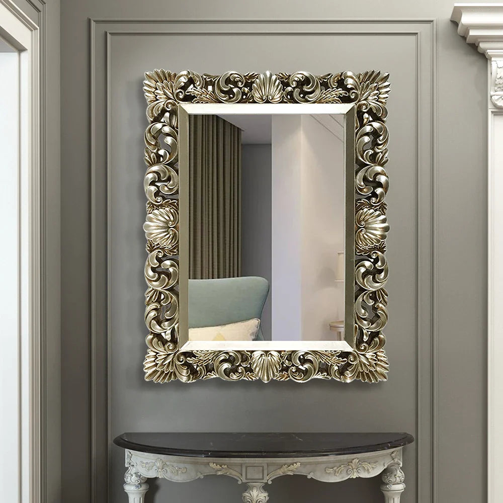 Afralia™ Wall Mirror Vintage Golden Modern Living Room Decor Retro Aesthetic Ornaments