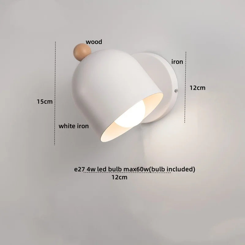 Afralia™ Wood Iron LED Wall Lights with Pull Chain Switch for Modern Living Spaces