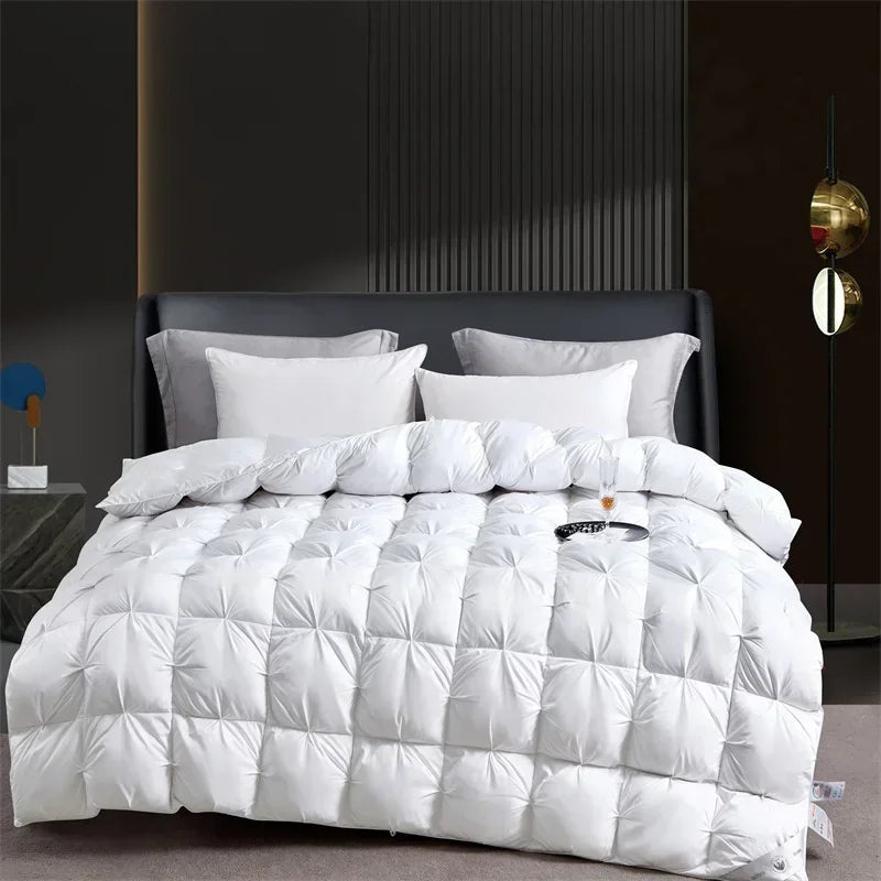 Afralia™ Luxury White Goose Down Quilt for Queen King Bed Warm Cozy Lightweight Comforter