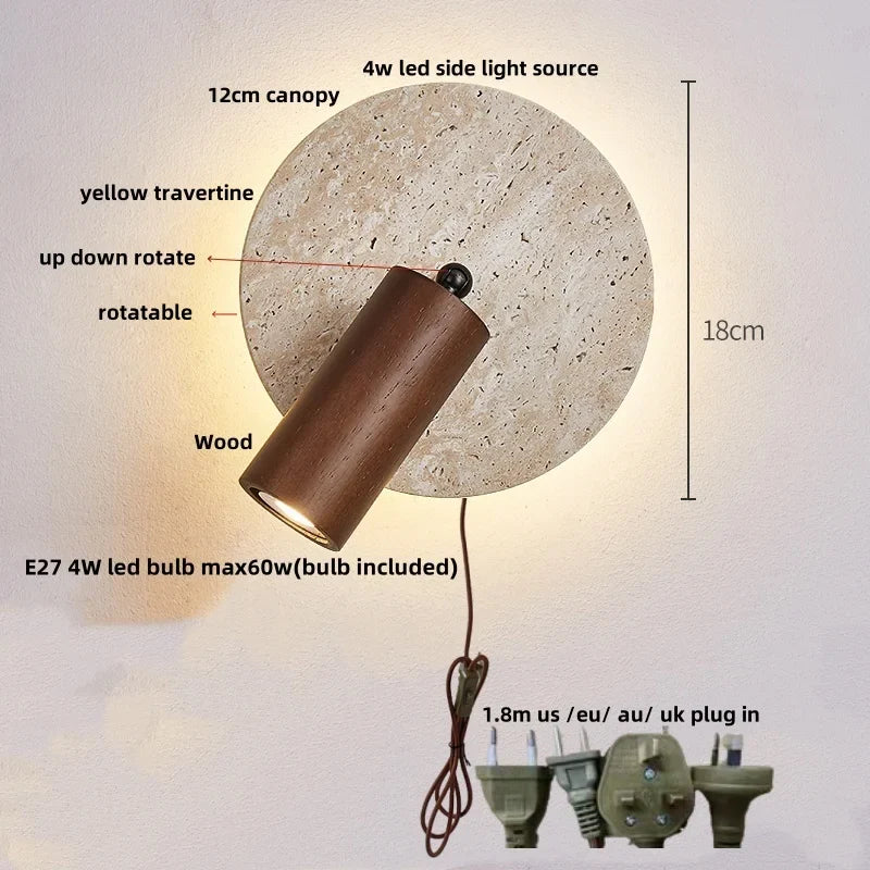 Afralia™ Nordic LED Wall Sconce Yellow Travertine Creative Stair Light Fixture Lampara