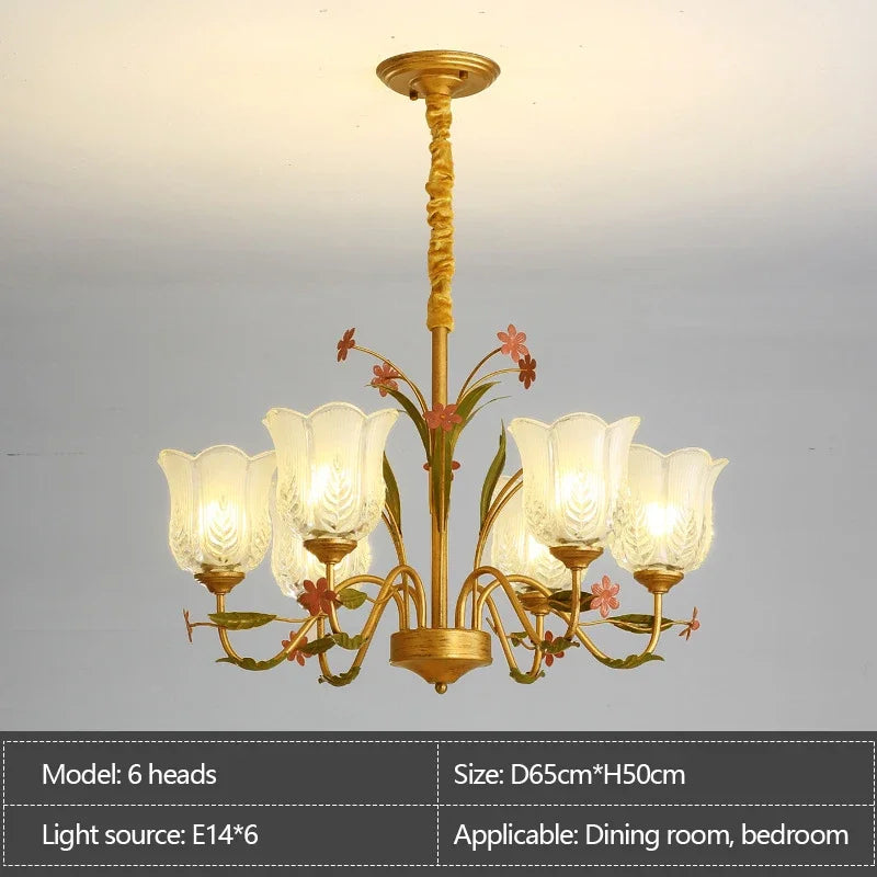 Afralia™ French Romance Flower Chandelier LED Hanging Light for Home Decor