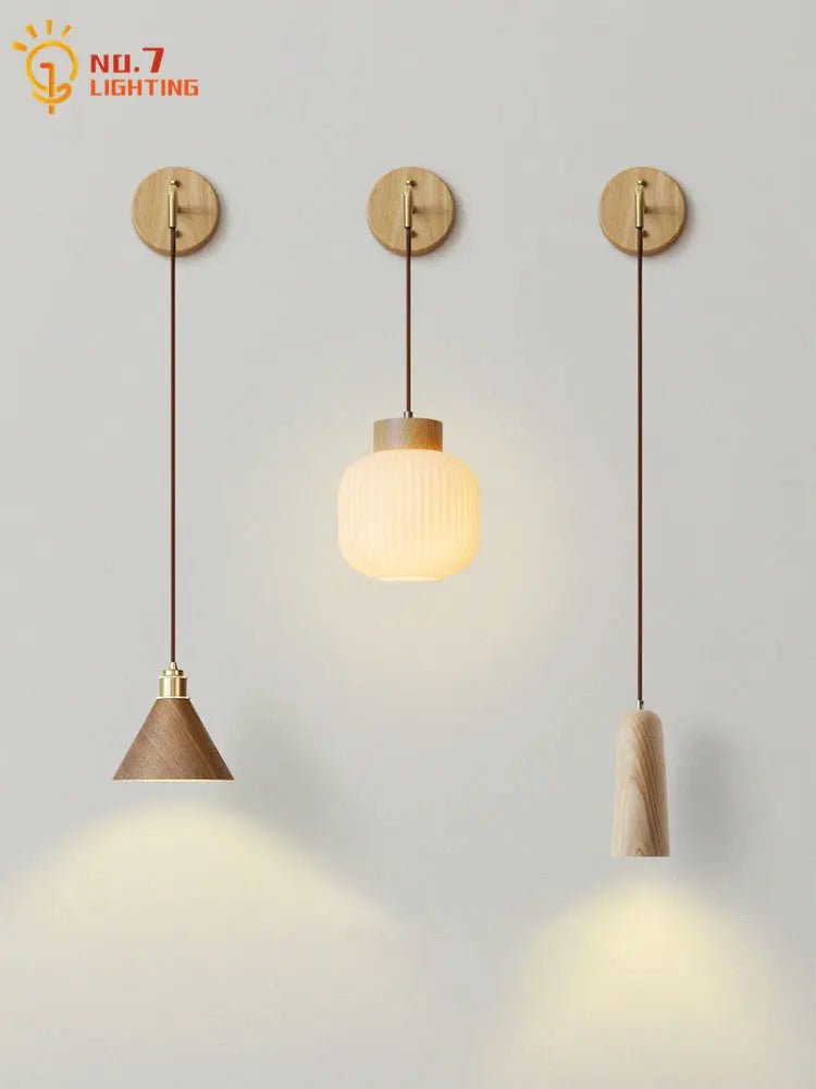 Afralia™ Solid Wood LED Wall Lamp for Home Decor and Lighting in Minimalist Wabi-sabi Style