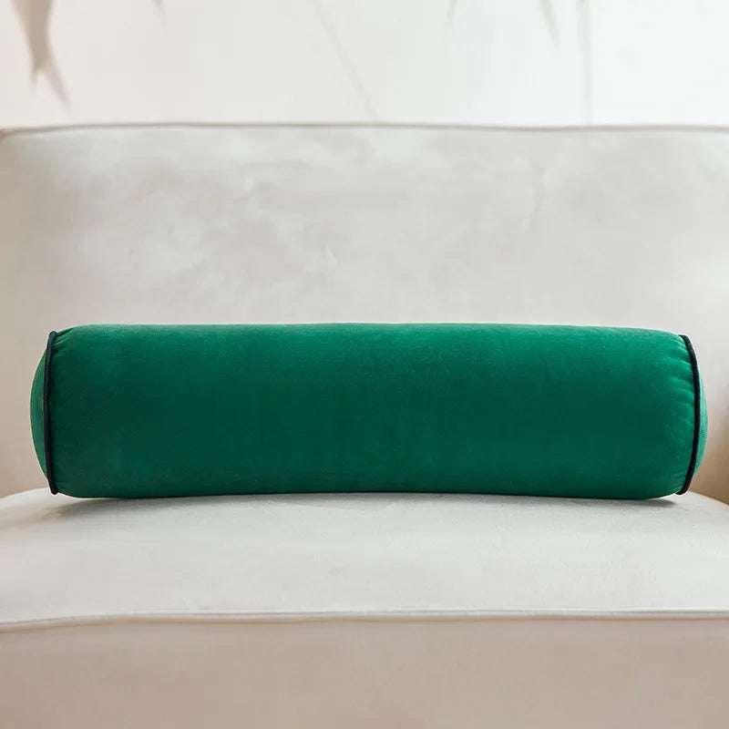 Afralia™ Velvet Candy Body Pillow Flannel Rolled Edge Solid Color Waist Cushion