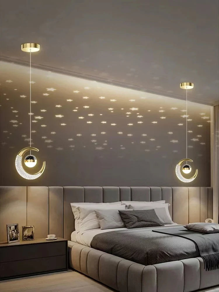 Afralia™ Moon Star Pendant Lamp for Bedroom and Kitchen Island Lighting