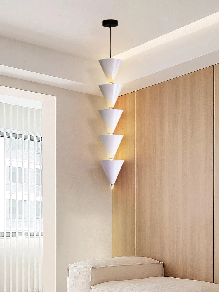 Afralia™ Cream Bedroom Chandelier: Minimalist Designer Conical Long Line Branched Light Fixture