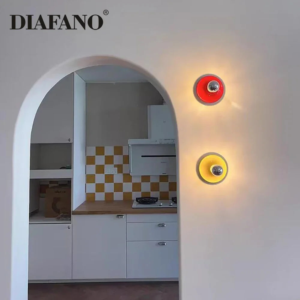 Afralia™ LED Macaron Wall Lamp: Retro Colorful Bedroom Light, E27 Living Room Lighting