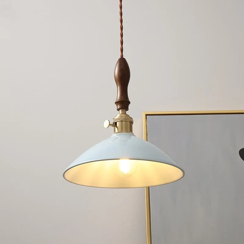 Afralia™ Nordic LED Pendant Light Walnut Wood Dining Room Bar Hang Lamp