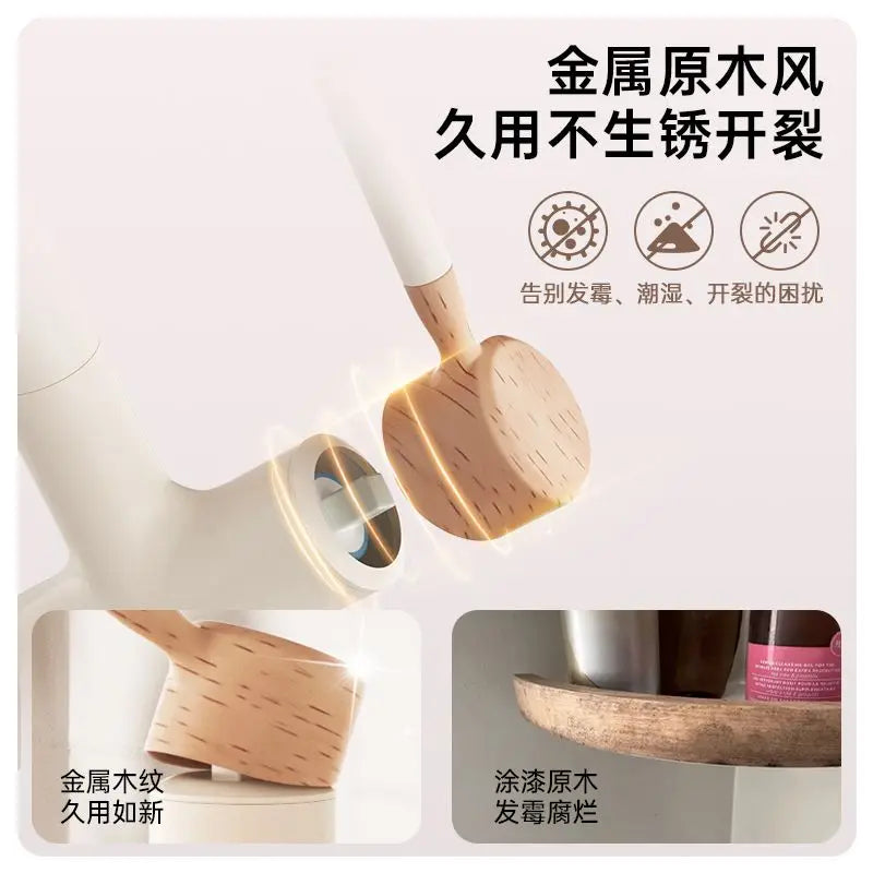 Afralia™ Wood Cream Wind Pull-Out Faucet for Washbasin and Bathroom Cabinet