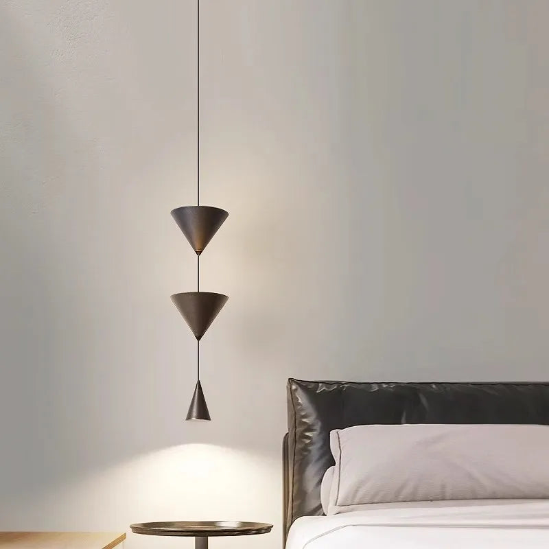 Afralia™ Modern Minimalist Porch Bedroom Lamp Creative Conical Small Chandelier