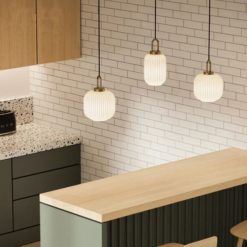 Afralia™ Glass Pendant Lights LED E27 Retro Luxury Hanging Fixtures for Dining Room