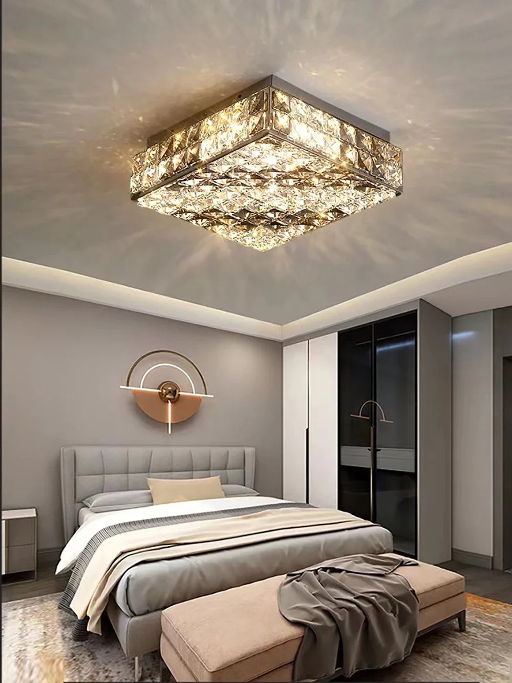 Afralia™ Crystal LED Rectangle Chandelier for Elegant Home Decor