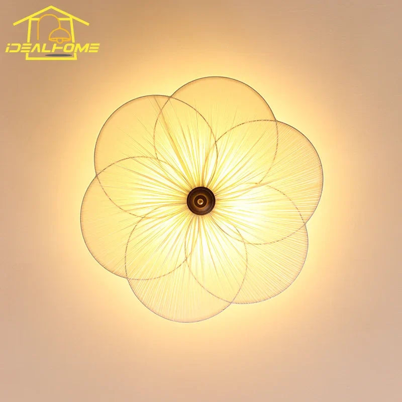 Afralia™ Plum Blossom LED Solid Wood Ceiling Lamp for Bedroom Living Room