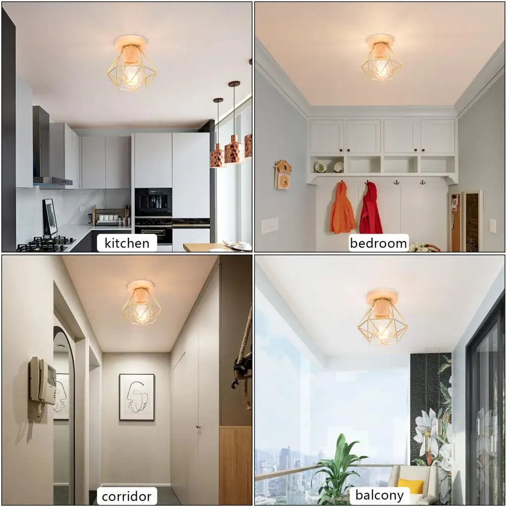 Afralia™ Vintage Industrial Wood Ceiling Lights Retro Loft Plafonniers for Home Decor
