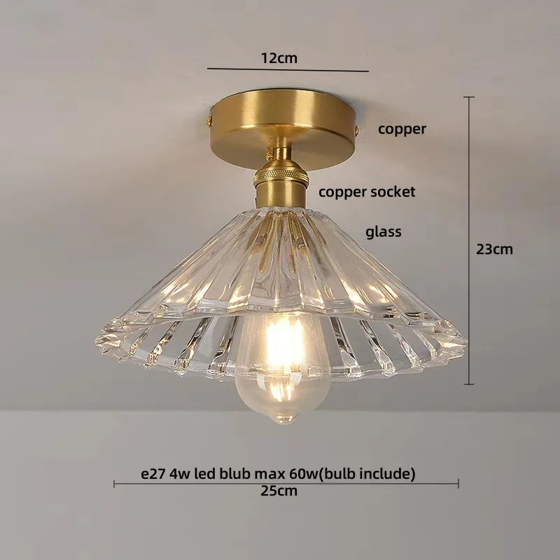 Afralia™ Shell Tiffany Glass Canopy LED Ceiling Light