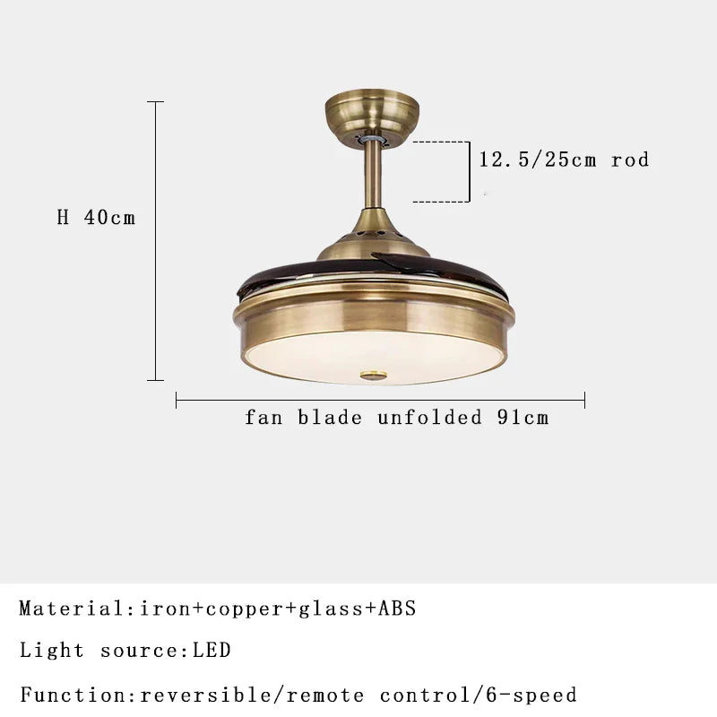 Afralia™ Copper Bronze Ceiling Fan Light Remote Control 6-speed Reversible Silent Design