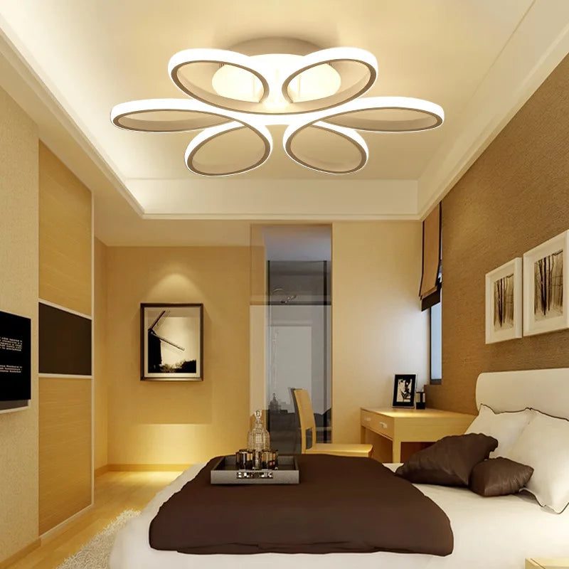 Afralia™ Flower Chandelier: Remote Control LED Ceiling Lamp for Modern Nordic Bedroom & Living Room