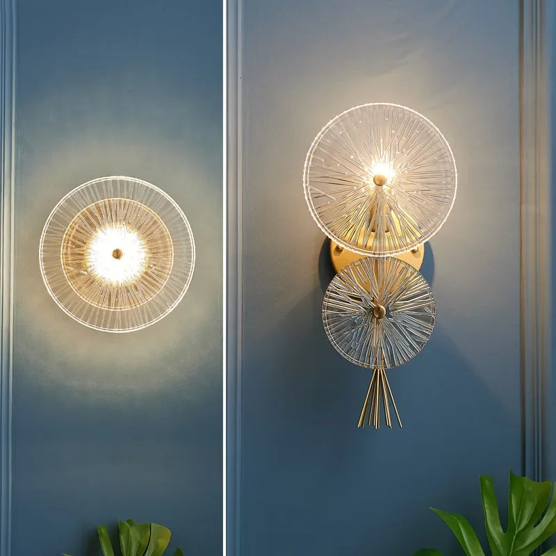 Afralia™ Round Nordic Glass Wall Lamp for Luxury Bedroom and Aisle