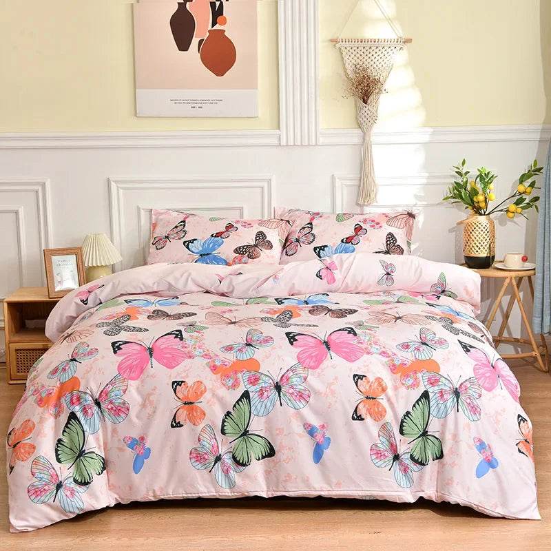 Afralia™ Butterfly Print Bedding Set - Duvet Cover, Bed Sheets, Pillowcases
