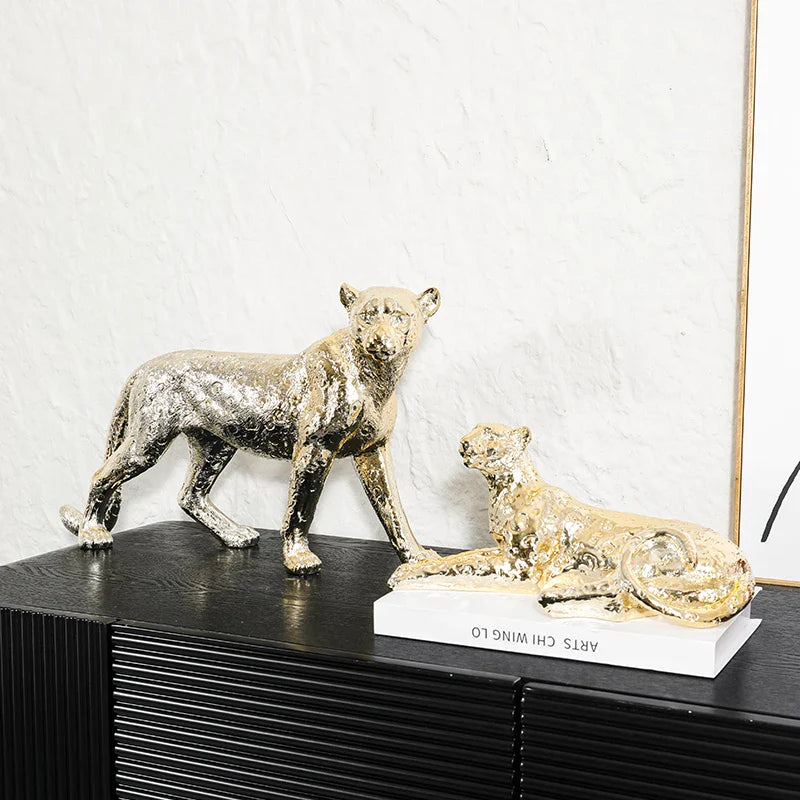 Afralia™ Leopard Resin Sculpture - Home Decor Handicrafts & Animal Figurine