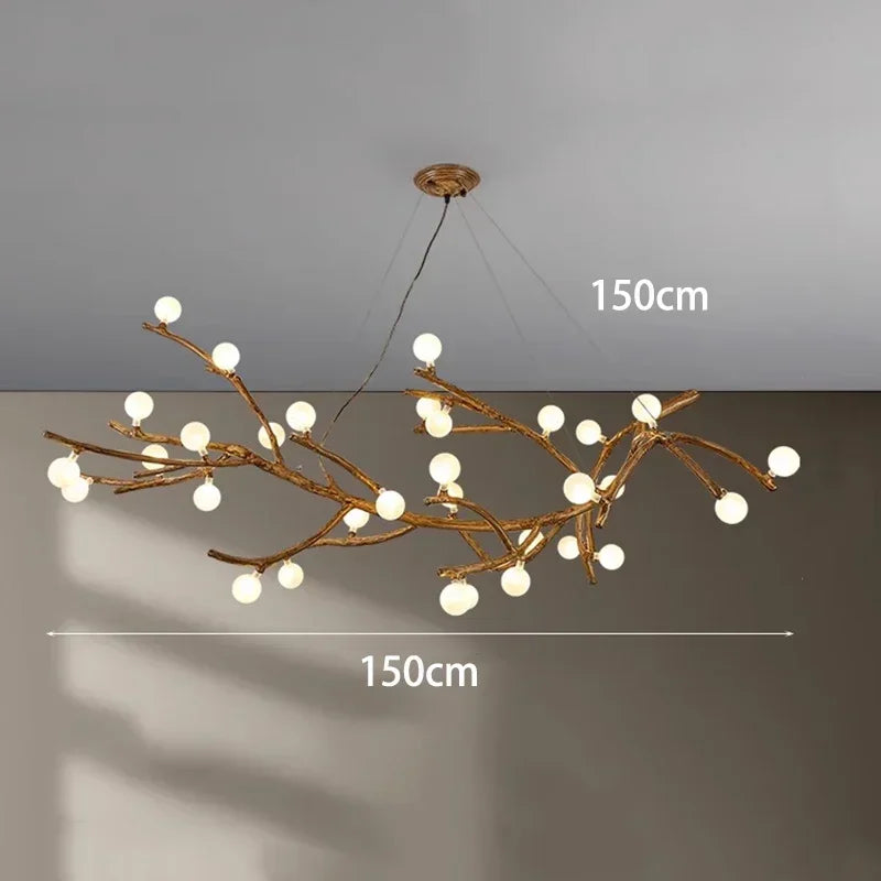 Afralia™ Vintage Resin Tree Branch Chandelier Glass Lightshade for Living Room Kitchen Island