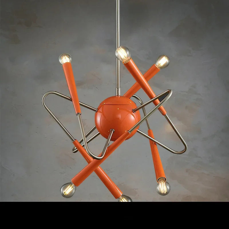 Afralia™ Orange Chandelier: Mid Century LED Sputnik Lighting for Living Room, Dining Room, Bedroom