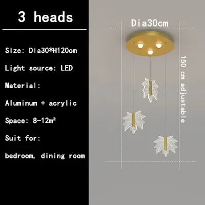 Afralia™ Maple Leaf Staircase Pendant Chandelier - Luxury Home Decor Fixtures