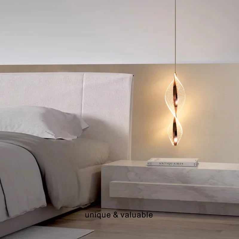 Afralia™ Spiral Gold LED Chandelier Acrylic Pendant Lights for Modern Bedside Stairs