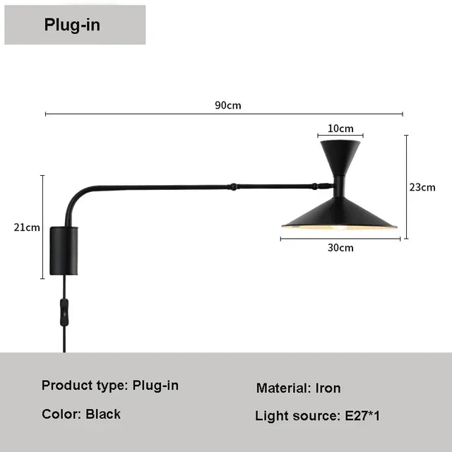 Afralia™ Adjustable Long Arm Wall Lamp for Reading, Bedroom, LED Minimalist Swing Lighting