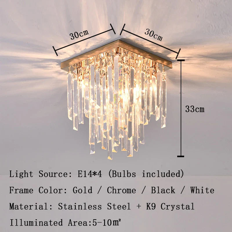 Afralia™ Gold Crystal Ceiling Lights - Luxury LED Fixture for Elegant Home Decor