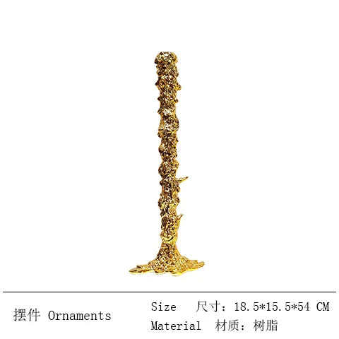 Afralia™ Golden Candlestick Holder Resin Plated Melt Shape for Wedding & Home Decor