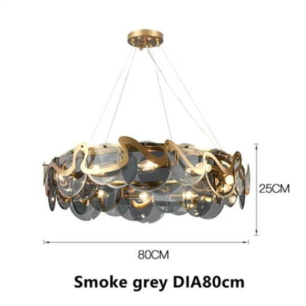 Afralia™ Round Glass Pendant Chandelier: High-End Wrought Iron LED Lighting for Dining Room & Kitchen