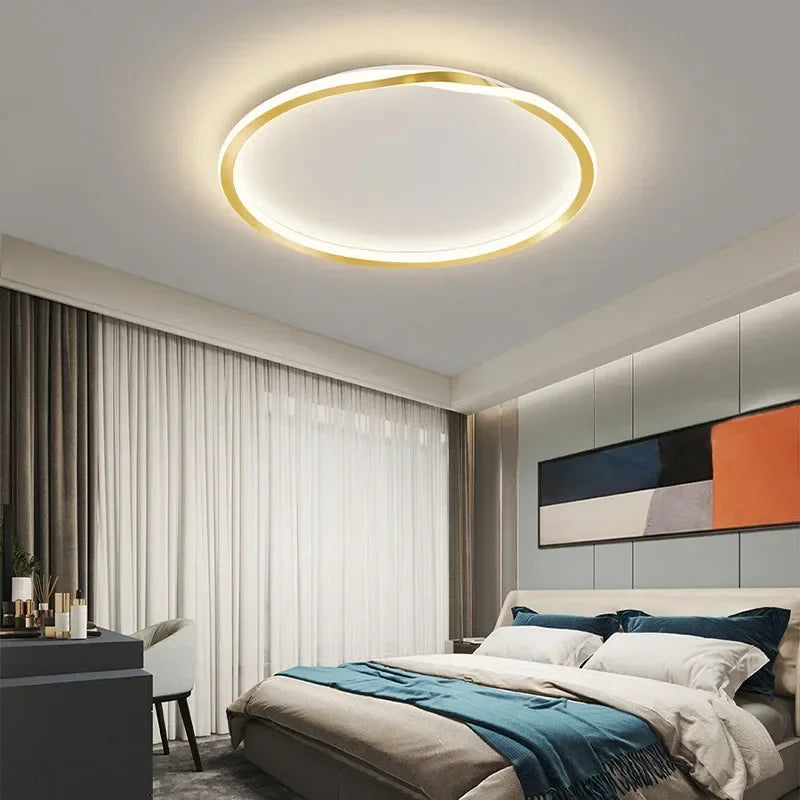 Afralia™ Modern Geometric LED Ceiling Lamp - Luxurious Black Iron Finish