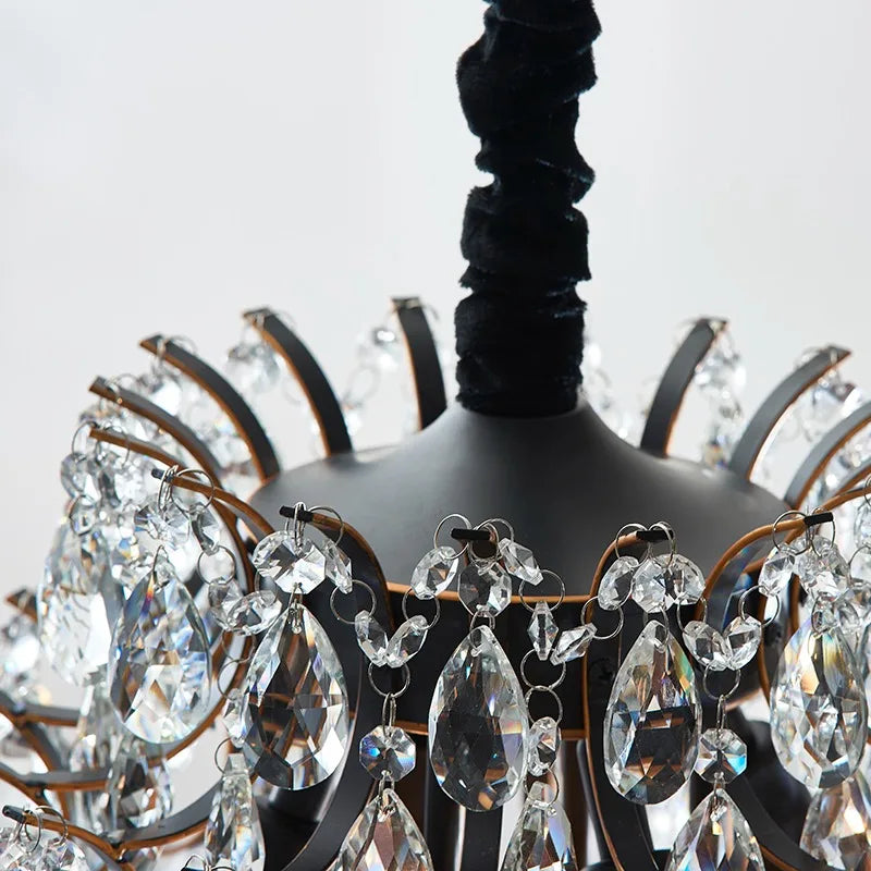 Afralia™ Iron Crystal Chandelier Pendant Light for Modern Home Decor and Coffee Bar