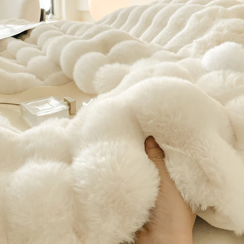 Afralia™ Double-Sided Rabbit Fur Bedding Set, Plush Velvet Fleece, Monochromatic Luxury Duvet Set