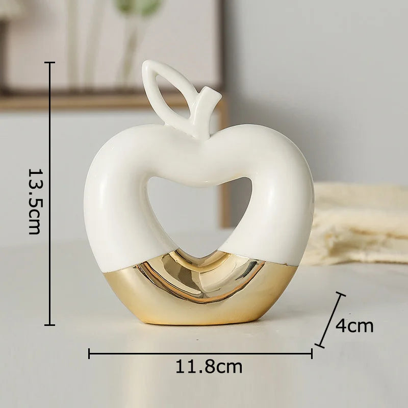 Afralia™ Gold Apple Pear Statue Ceramic Ornaments Desk Decoration Modern Crafts Sculpture