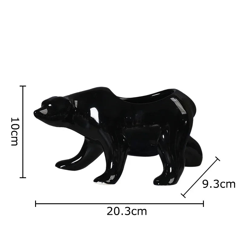 Polar Bear Ceramic Vase Small Plant Pot Table Decoration Flowers Arrangement Afralia™ Aesthetic Decor