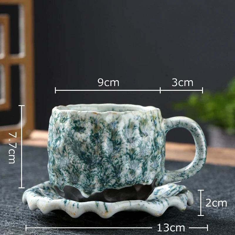Afralia™ Hammer Pattern Porcelain Mugs, Set of 2