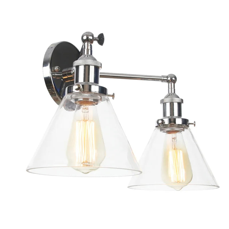 Afralia™ Retro LED Wall Light with Pull Chain Switch, 2 Heads Sconce for Living Room