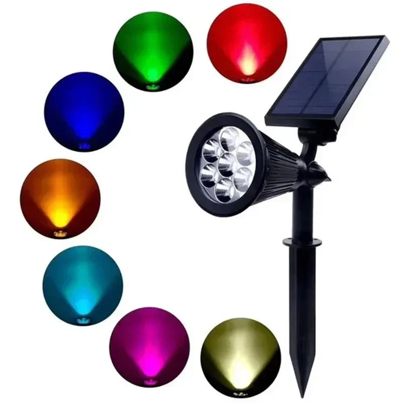 Afralia™ Solar Spotlight 7LED Lamp Adjustable In-Ground Landscape Wall Light