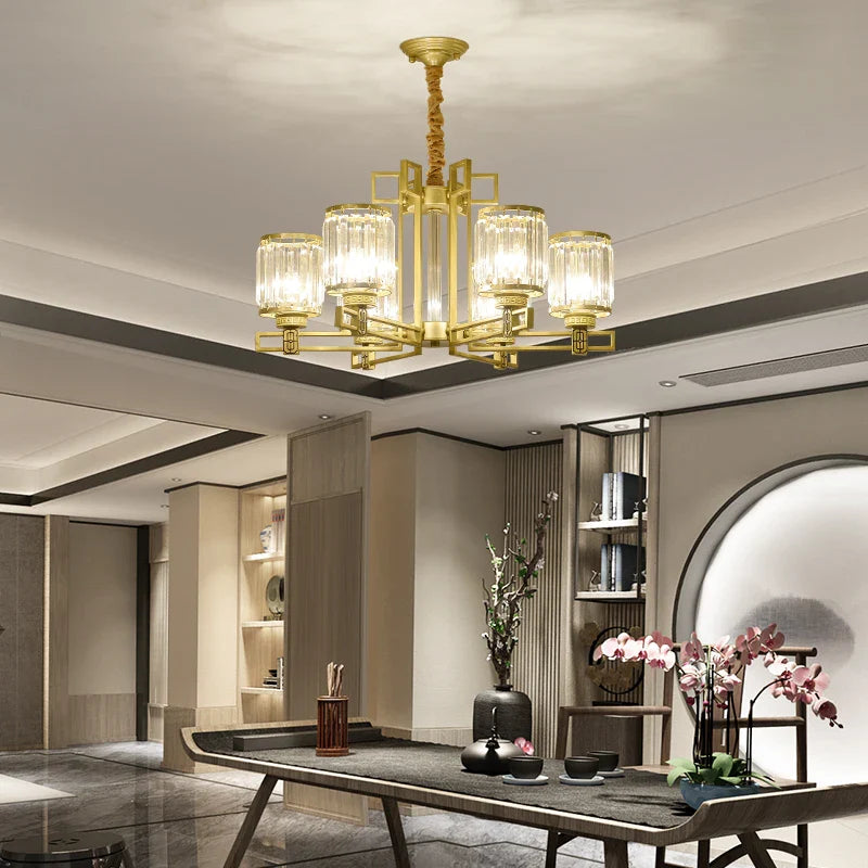 Afralia™ Crystal Chandelier: Elegant Chinese Style Lighting for Living Room, Bedroom, and Study