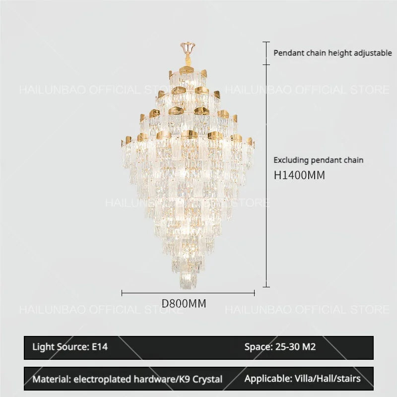 Afralia™ Spiral Staircase Chandelier: Modern Crystal Light for High Livingroom
